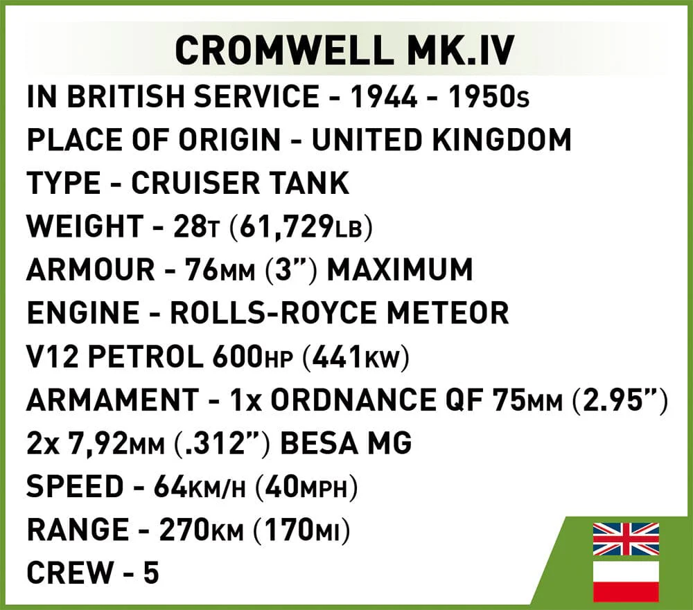 Cromwell MK.IV 'Hela' tank brick model - COBI 2269 - 544 bricks - Image 10